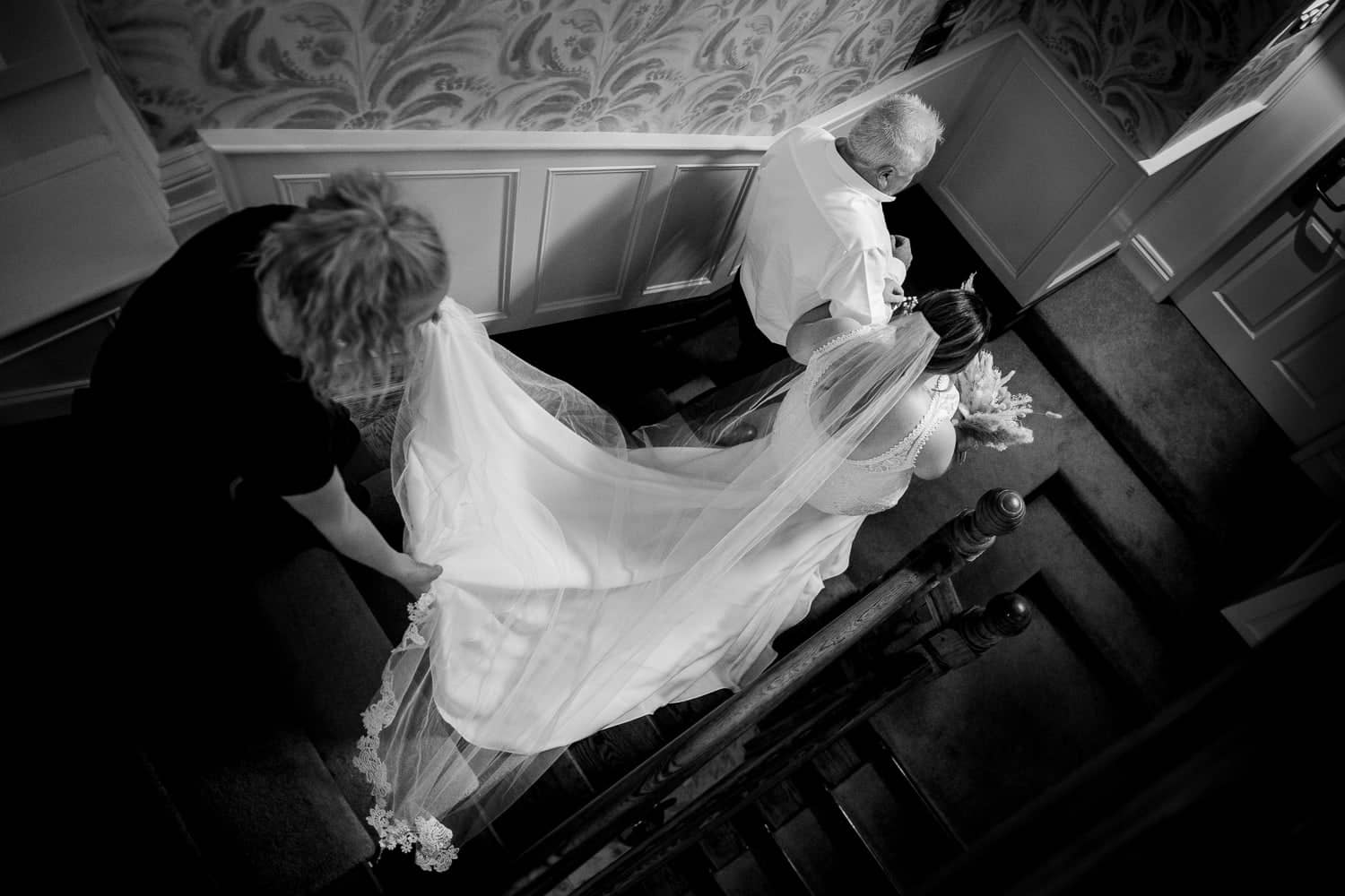 carbis bay wedding bride and father