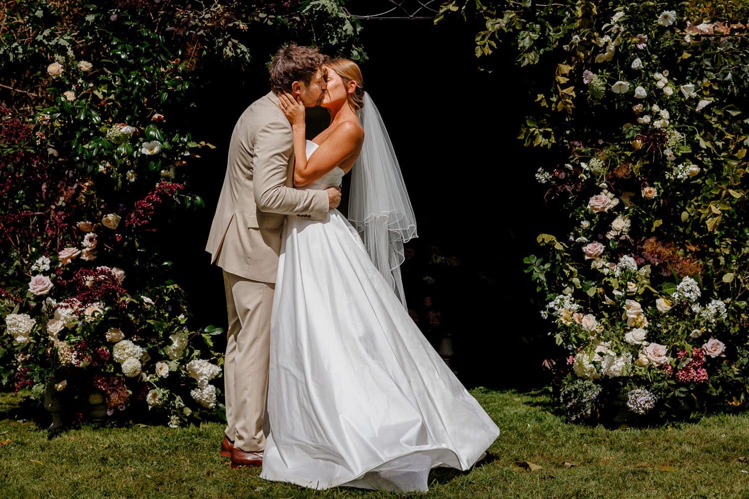 Boconnoc House Wedding First Kiss