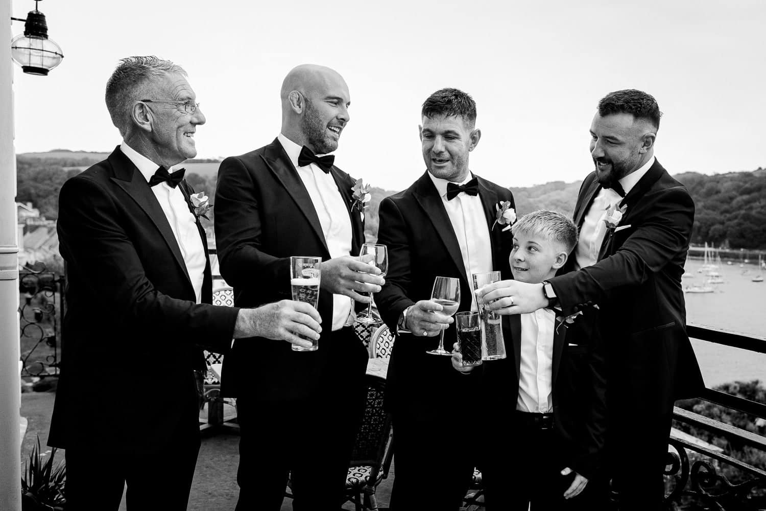 Groom and groomsmen toast