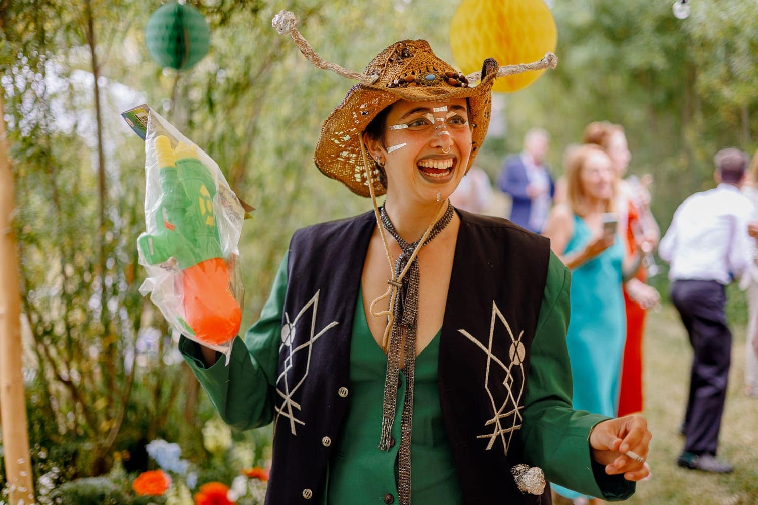 space cowboy wedding guests