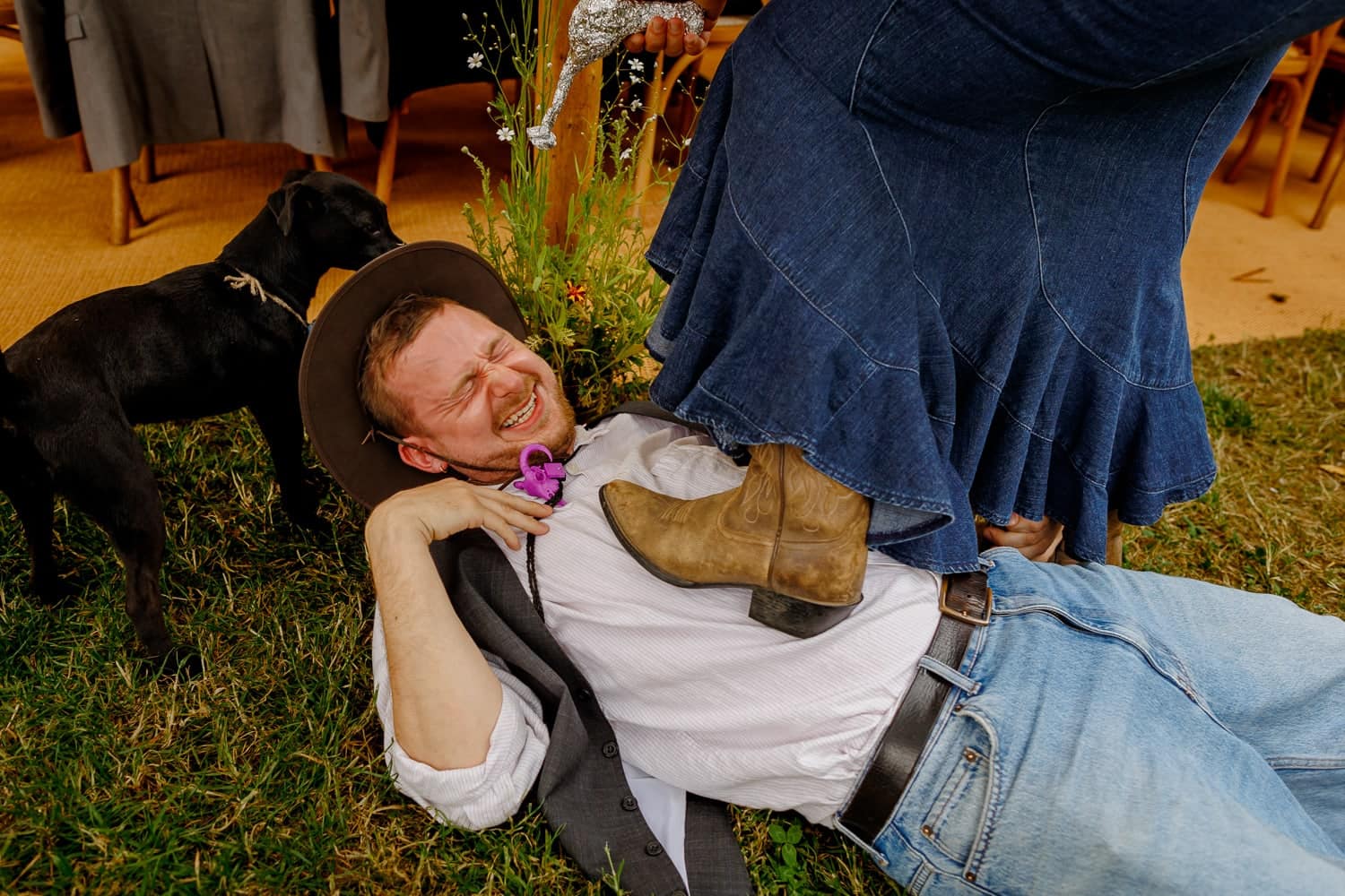 space cowboy wedding guests