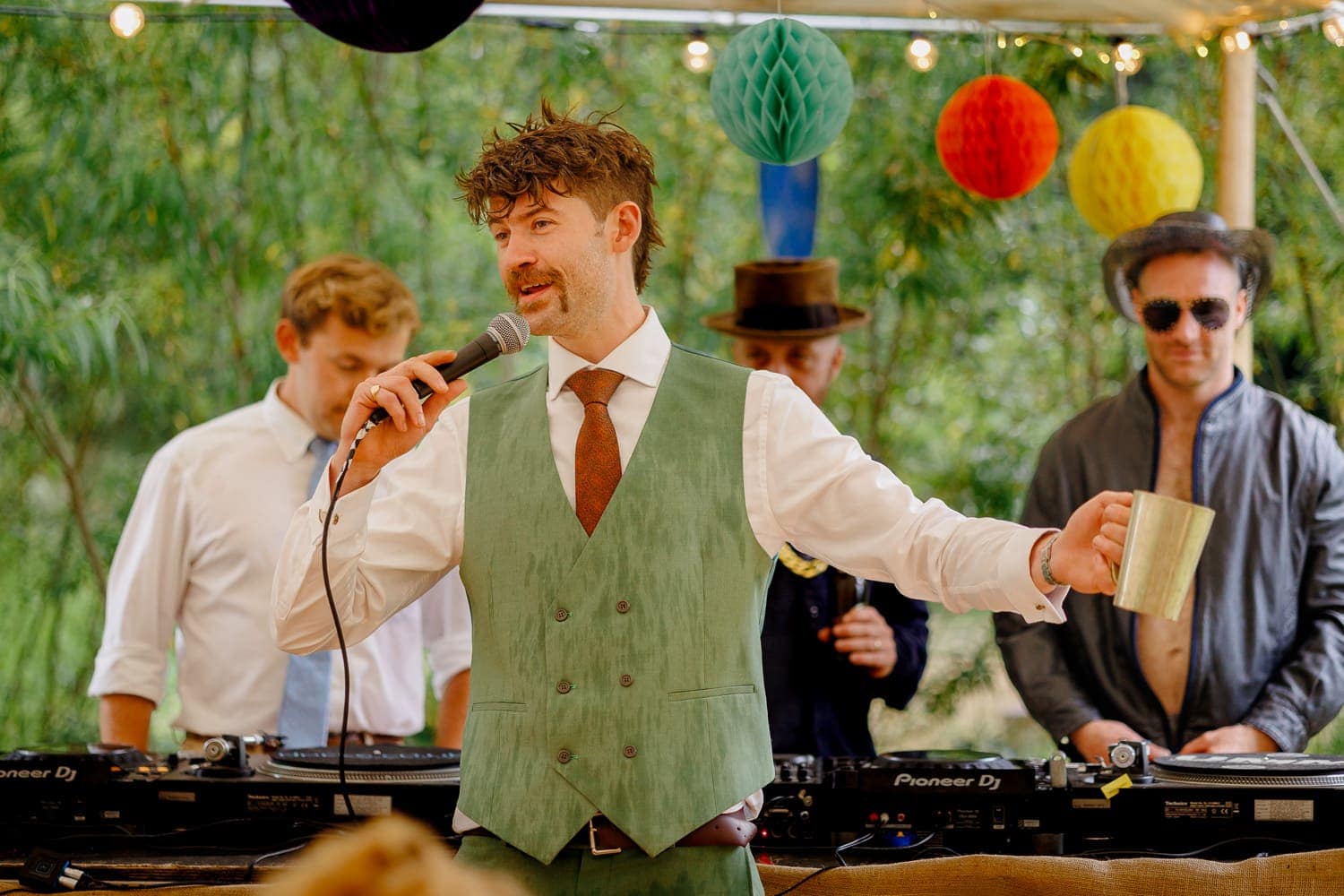 space cowboy wedding groom