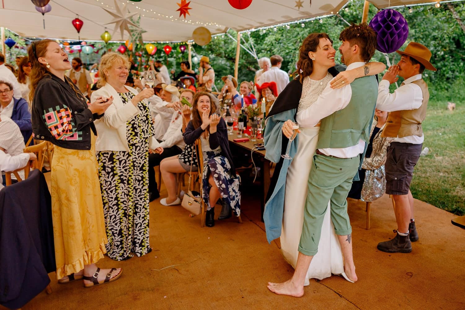 space cowboy wedding guests